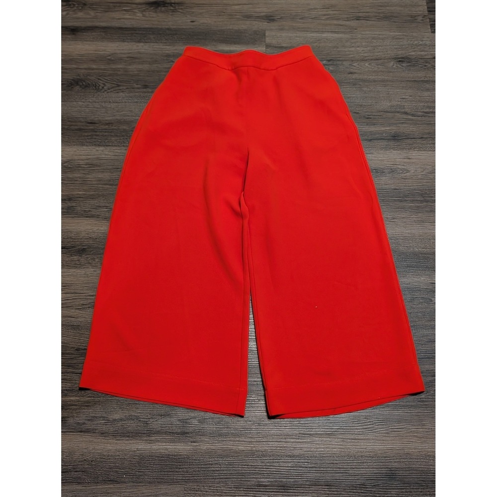 Diane von Furstenberg DVF Culottes Womens XS Red Wide Leg Cropped Pants Pull On